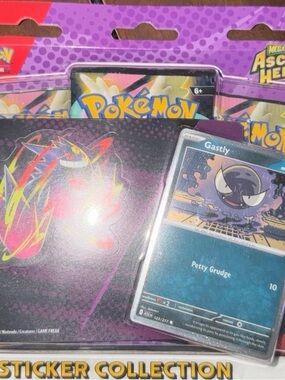 Pokemon Gastly Sticker & Card Collection - Blue/Black/Purple